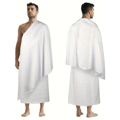 2pcs Men'S Solid Muslim Hajj Towels, Arabian Traditional Garment