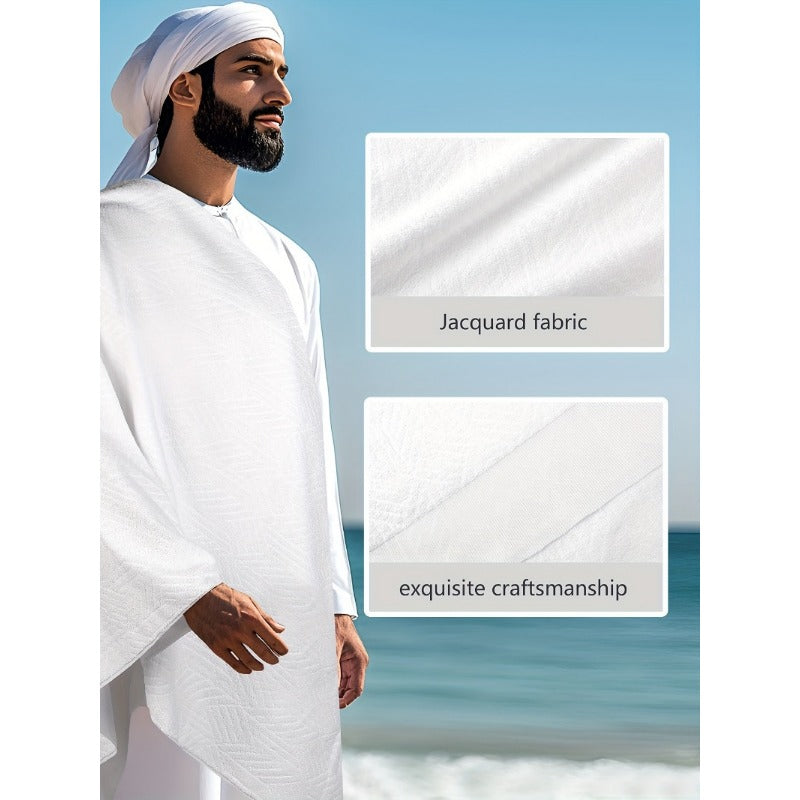 2pcs Men'S Solid Muslim Hajj Towels, Arabian Traditional Garment